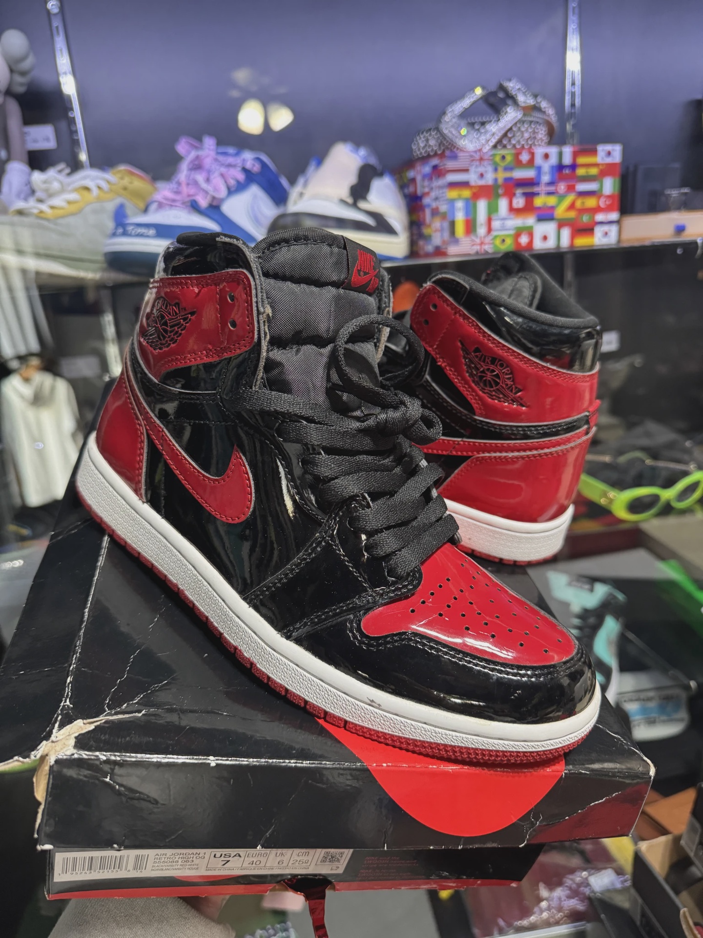 Air Jordan 1 Retro High Original Patent Black Red • Pre-Owned [2352]