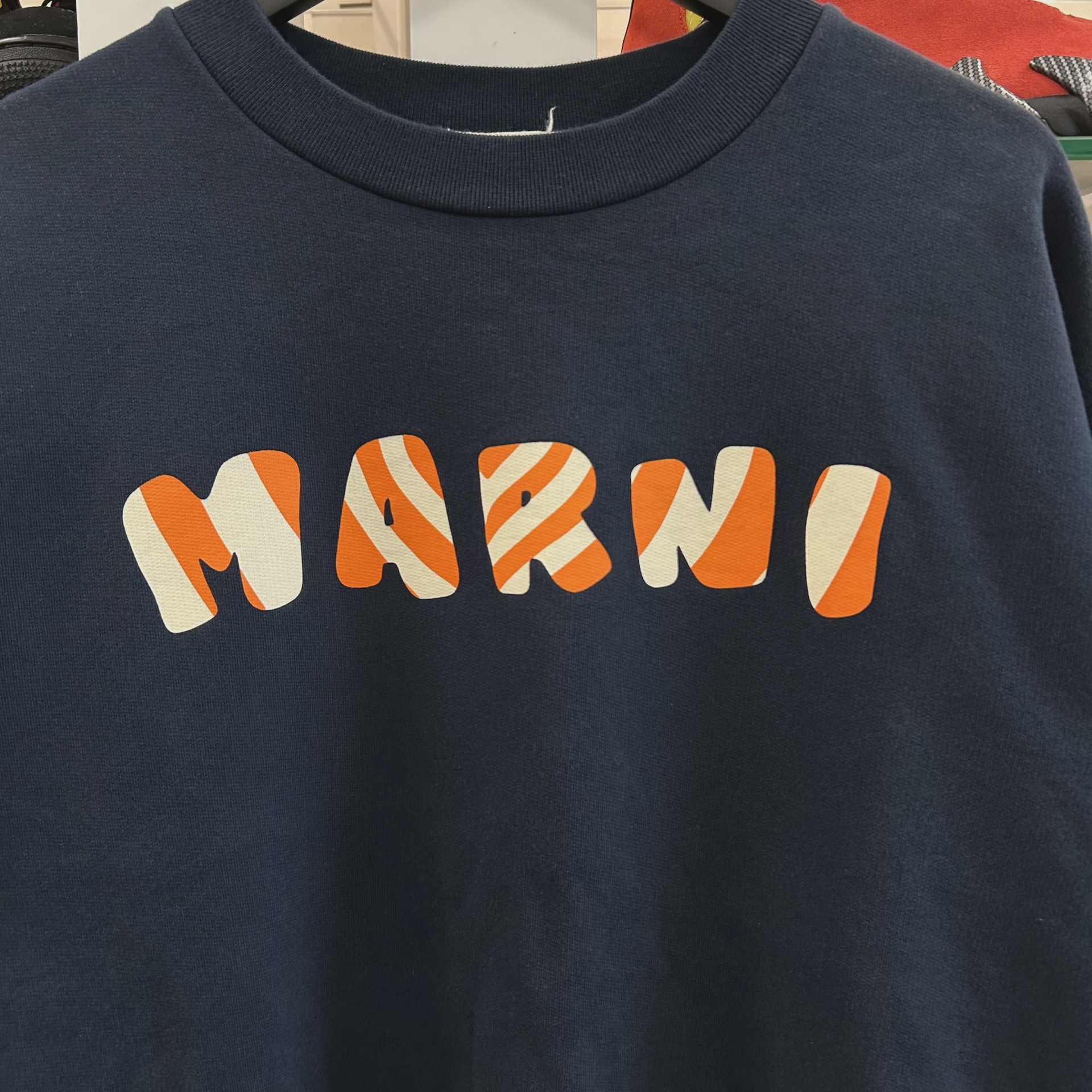 Marni Logo Organic Crewneck Sweatshirt Navy • Pre-Owned [7499] 2