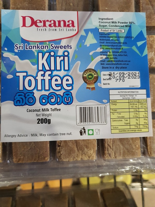 Derana Kiri (Milk) Toffee 200g