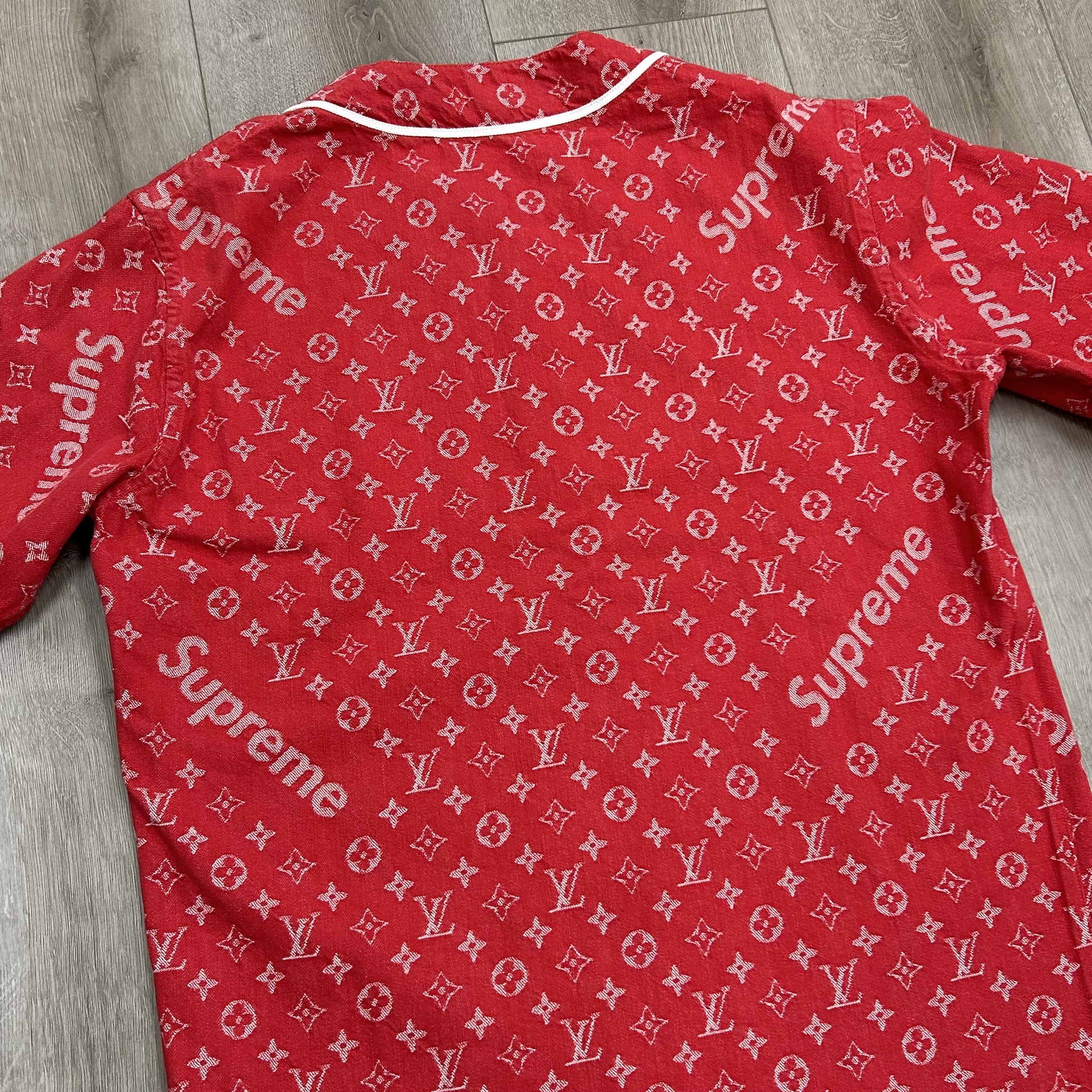 Supreme x Louis Vuitton Jacquard Denim Baseball Jersey Red - Pre-Owned 4