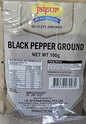 JK Black Pepper Cracked 100g