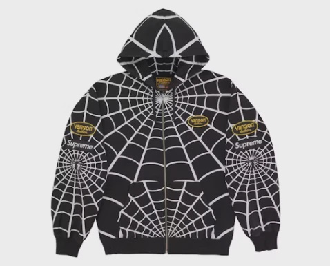 Supreme Vanson Leathers Spider-Man Zip Up Hooded Sweatshirt Black • Brand New [4051]