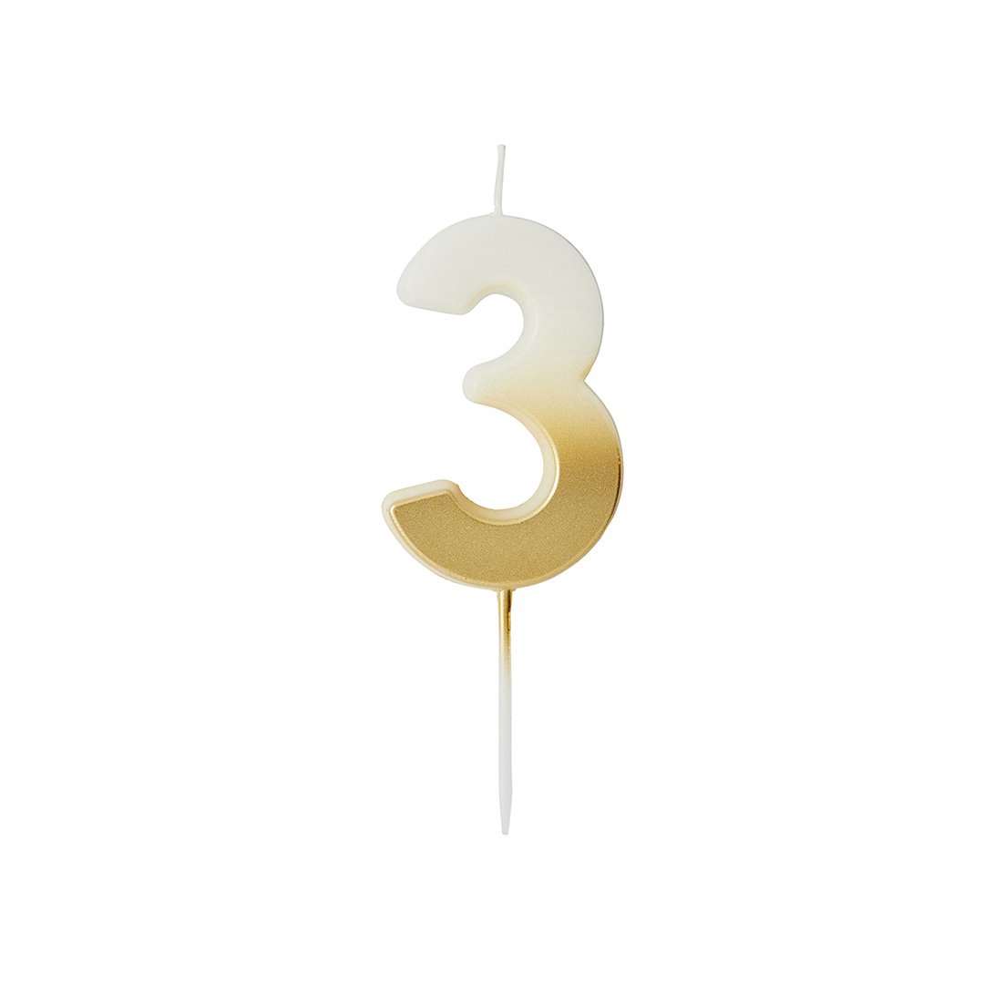 Hootyballoo - Gold Ombre Number Candle
