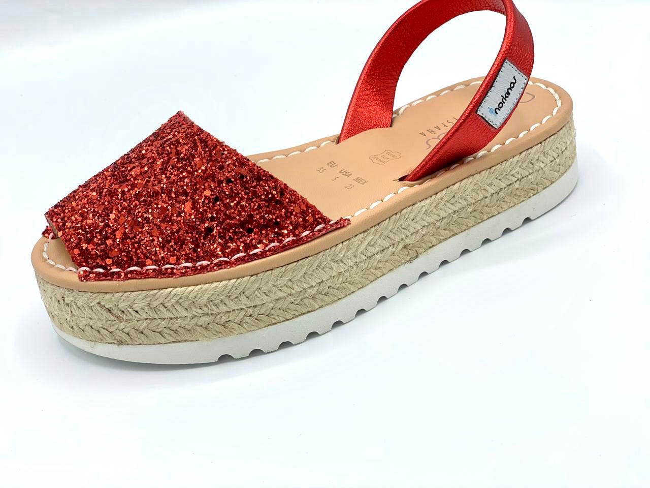 platform glitter rojo