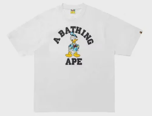 BAPE BAPE x Disney Donald Duck College Relaxed Fit Tee White - Size L