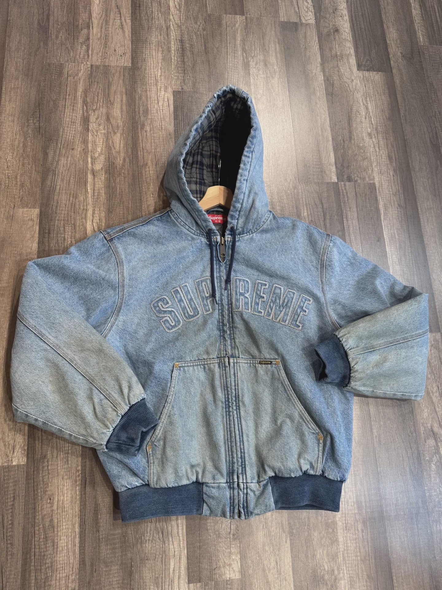 Supreme Supreme Reflective Arc Hooded Work Jacket Denim - Size S