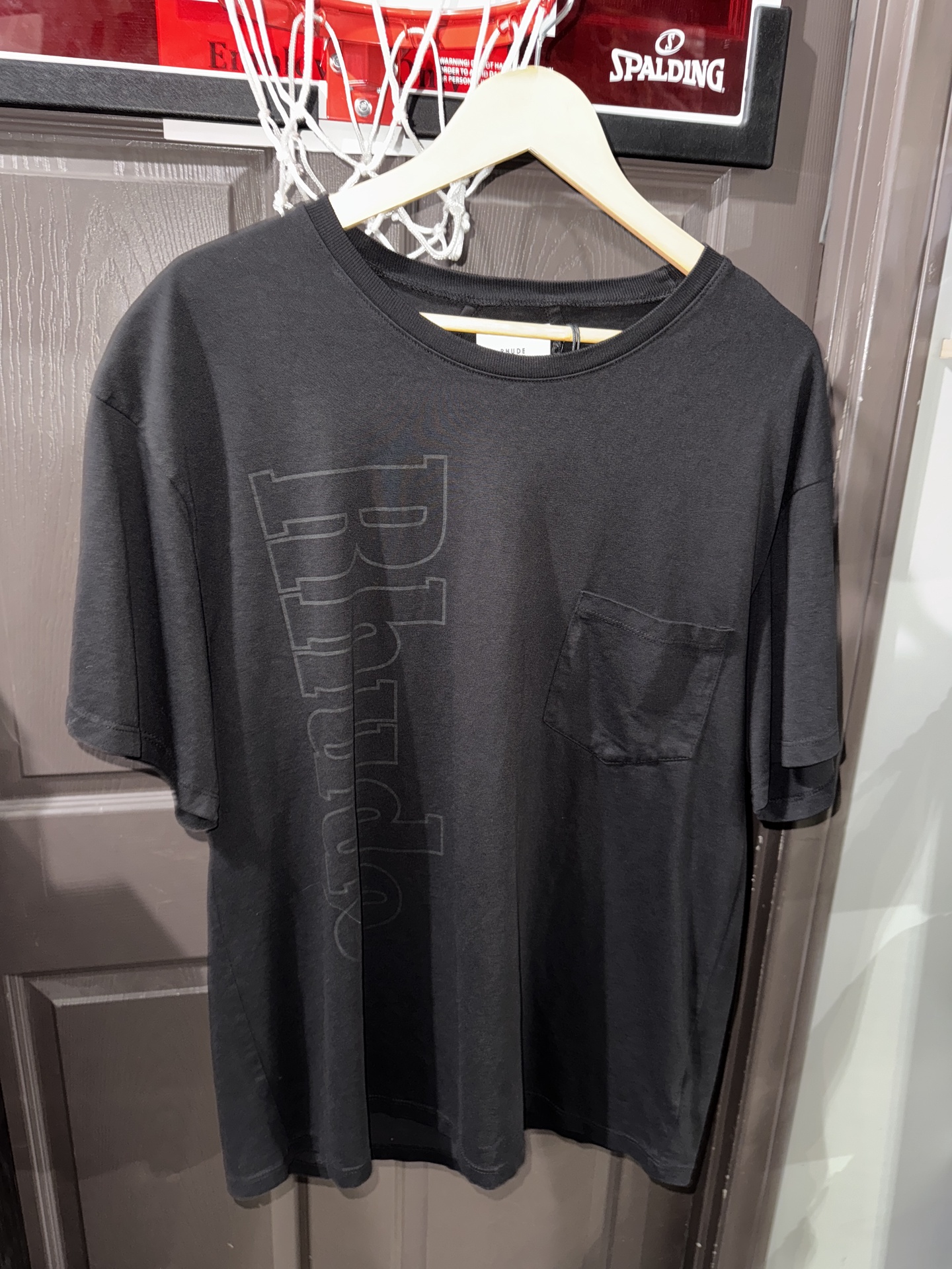 Rhude Short Sleeve Black Vertical Logo