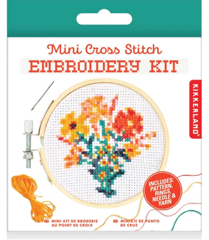 Kikkerland Mini Cross Stitch Embroidery Kit