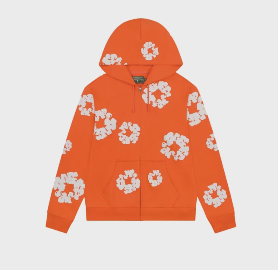 Denim Tears Cotton Wreath Zip Hoodie Orange size L • Brand New [9626]