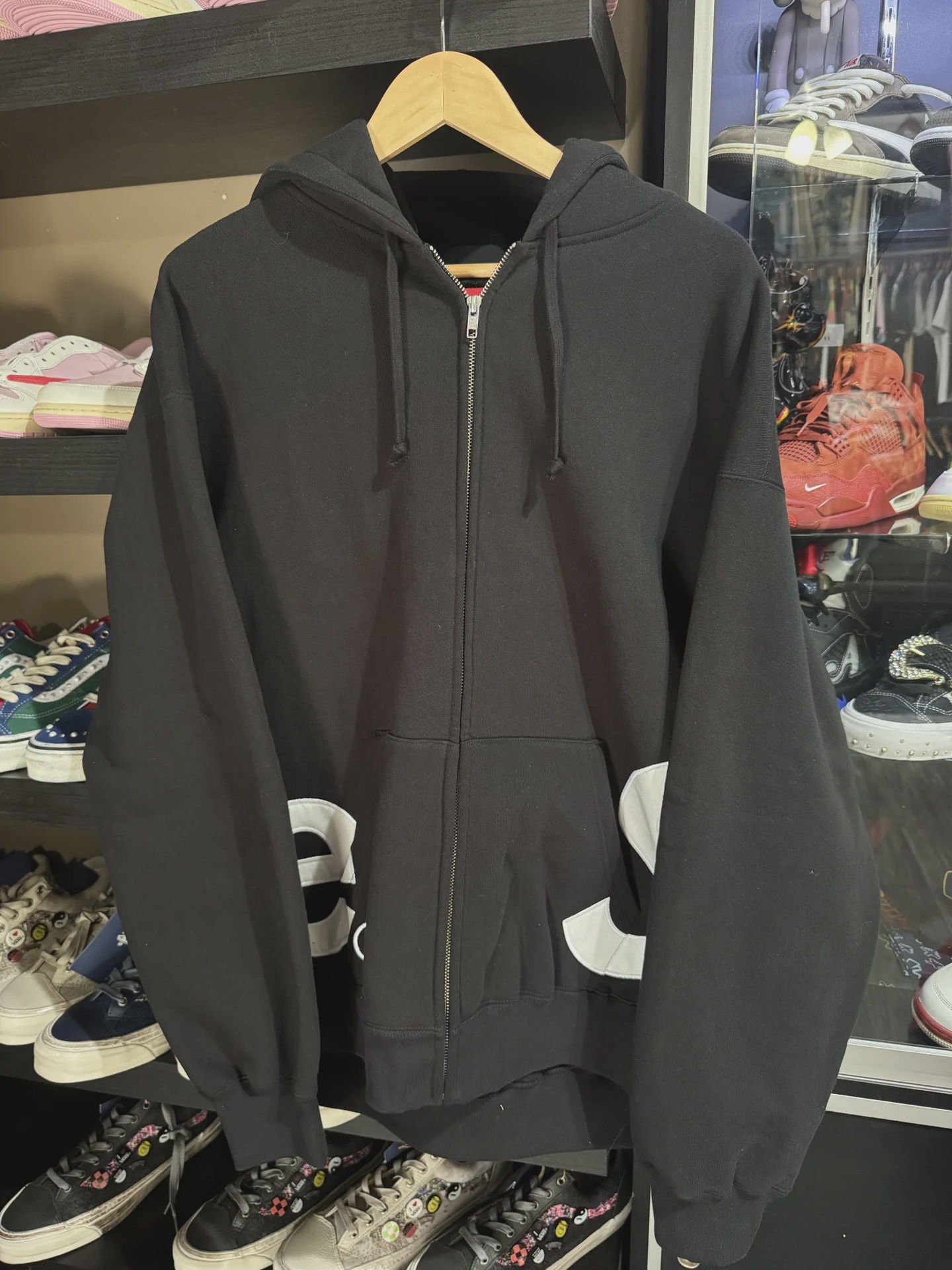 Supreme Supreme Big Logo Zip Up Hooded Sweatshirt Black - Size XL