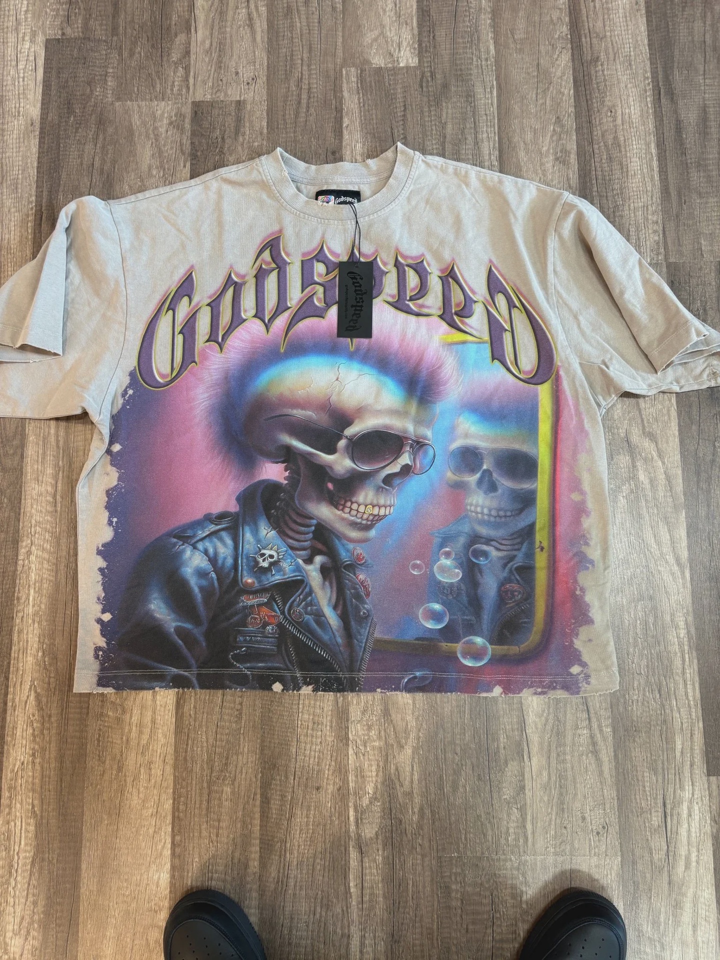 Godspeed Skeleton Biker Tee • Brand New [0951]