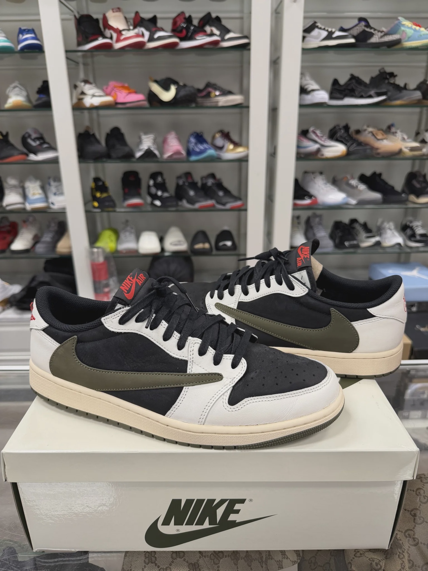 Jordan Air Jordan 1 Retro Low Original SP Travis Scott Olive (Women's) - Size 13W