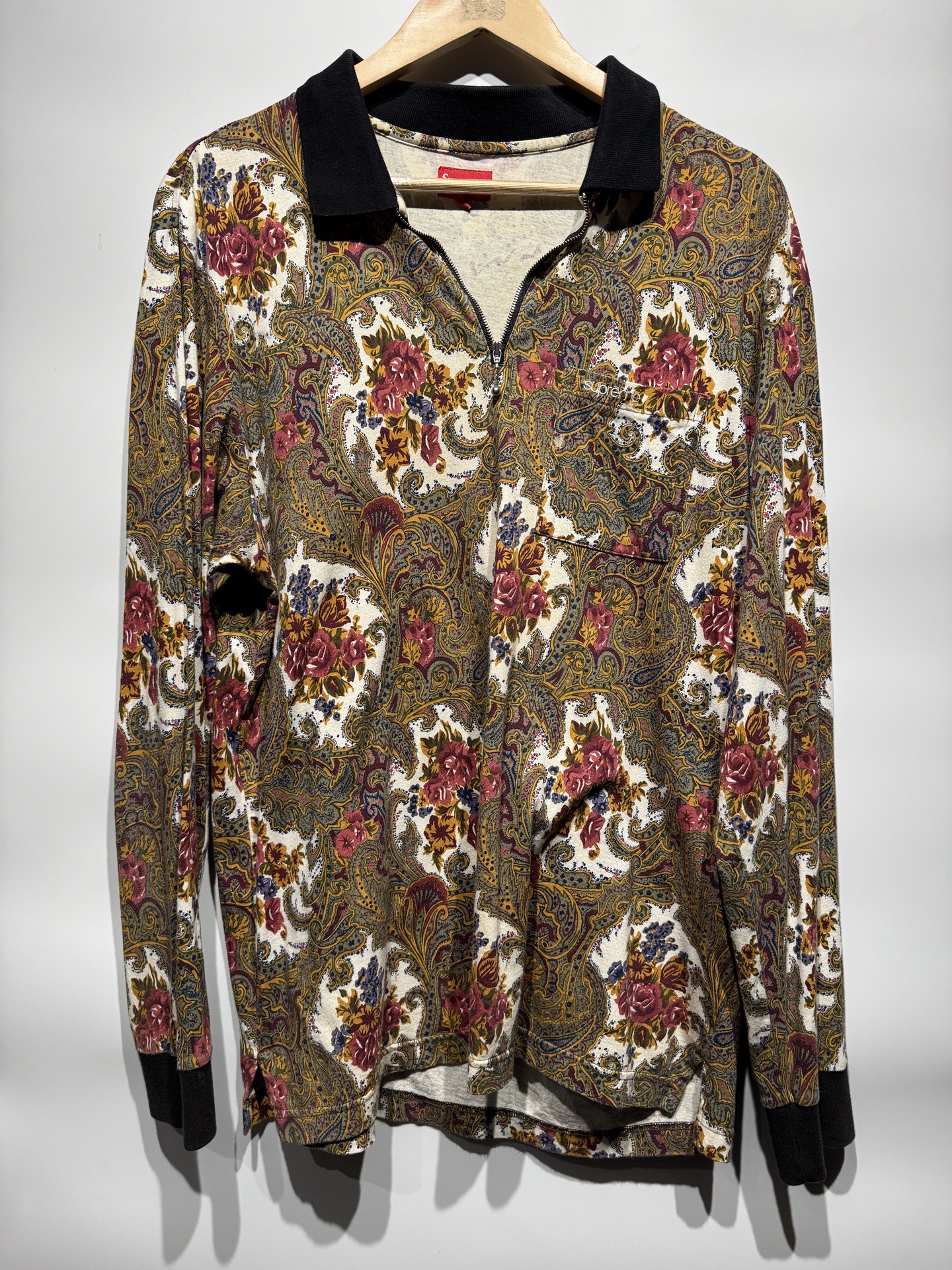 Supreme Paisley L/S Polo White