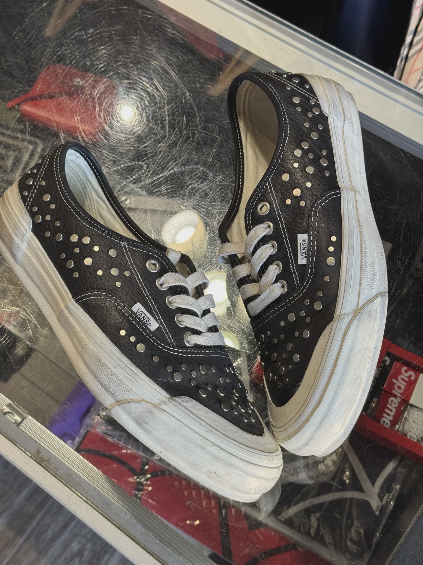 Vans Premium Authentic Nocturnal Black Studded Leather No Box • Pre-Owned [4251] - photo 1