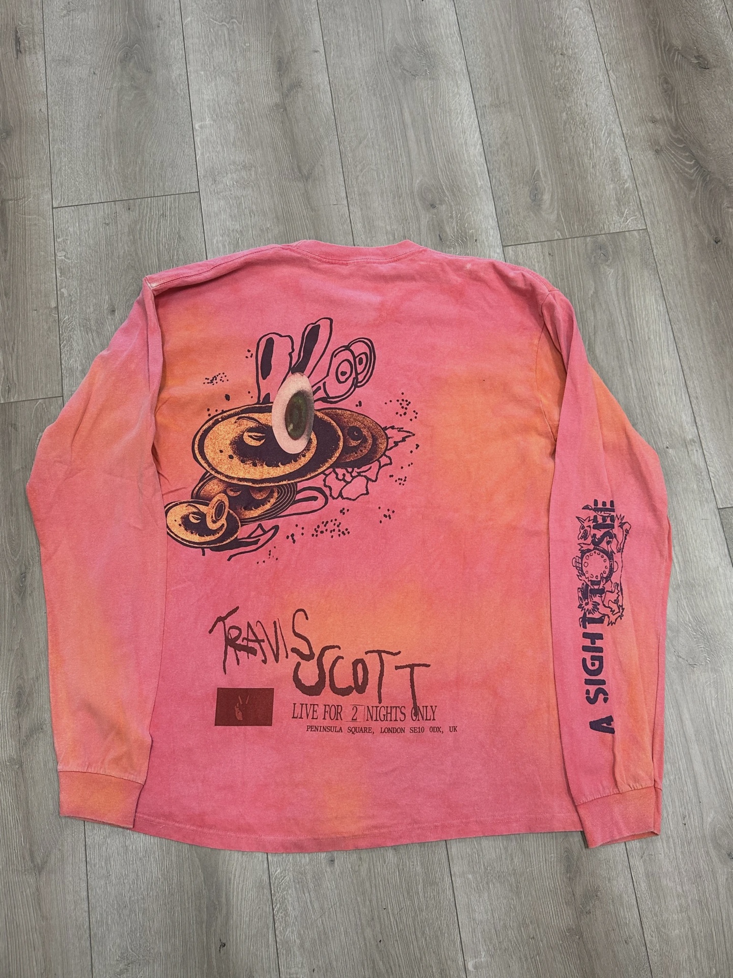 Travis Scott O2 Live Long-Sleeve 'Pink Tie-Dye' T-shirt • Pre-Owned [0346] 4