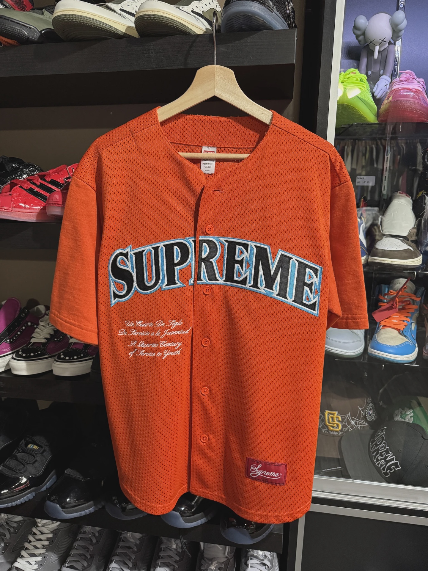 Supreme Orange Mesh Baseball Jersey (Custom) size S • Pre-Owned [2164]