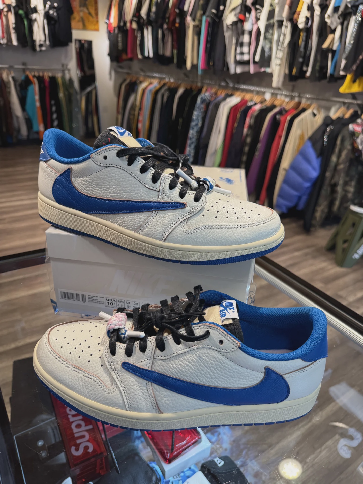 Air Jordan 1 Retro Low Original SP Fragment  x Travis Scott Sail Military Blue • Pre-Owned [1140] - photo 1