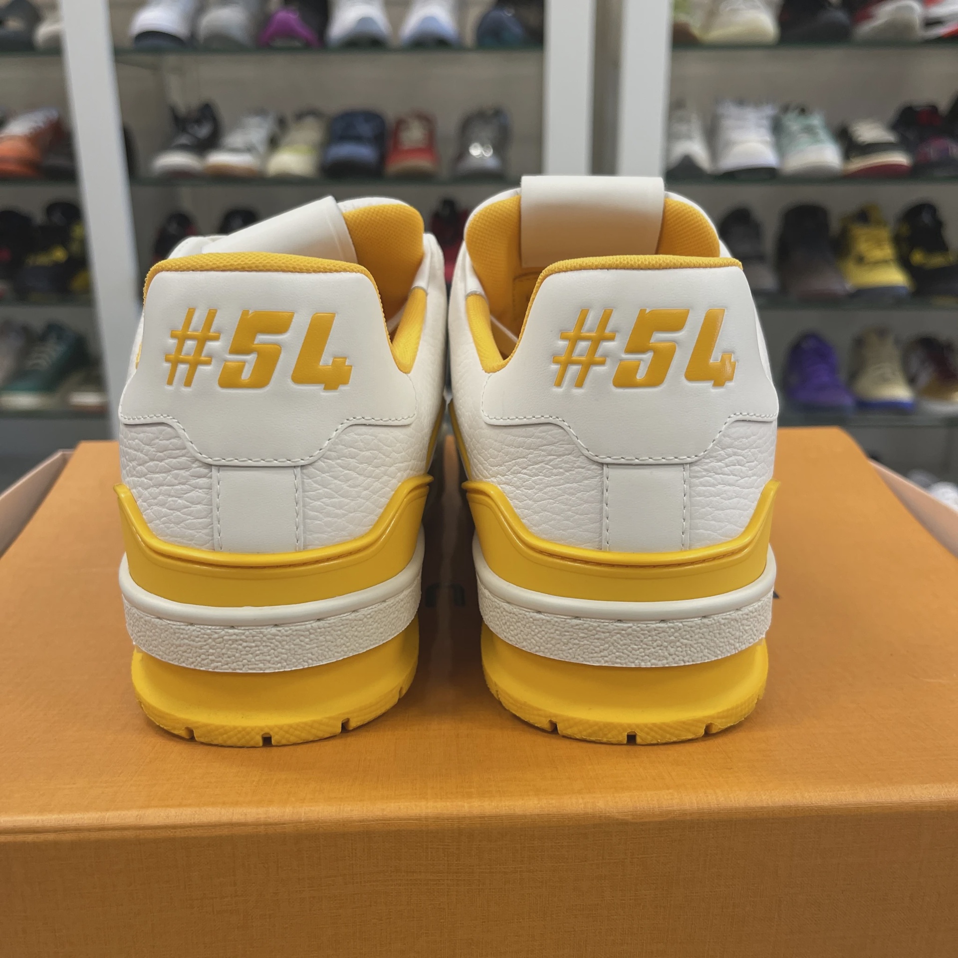 Louis Vuitton LV Trainer White Yellow Script • Pre-Owned [2676] 6