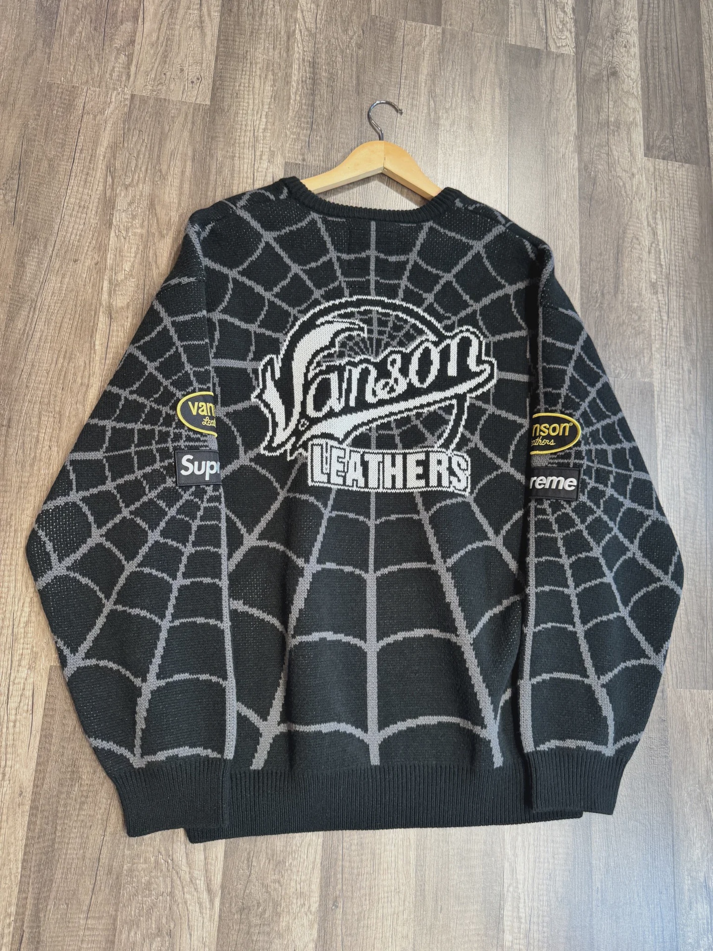 Supreme Vanson Leathers Spider-Man Sweater Black • Brand New [7423] - photo 1