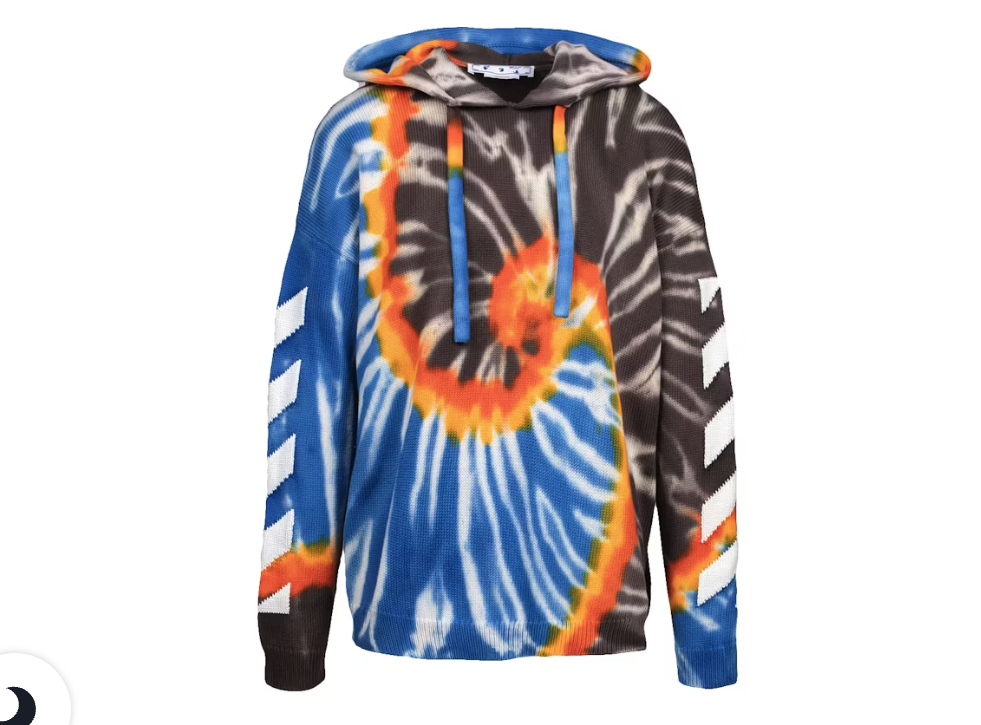 Off-White Tie Dye Knit Hoodie Brown/Blue/Multi • Pre-Owned [9516]