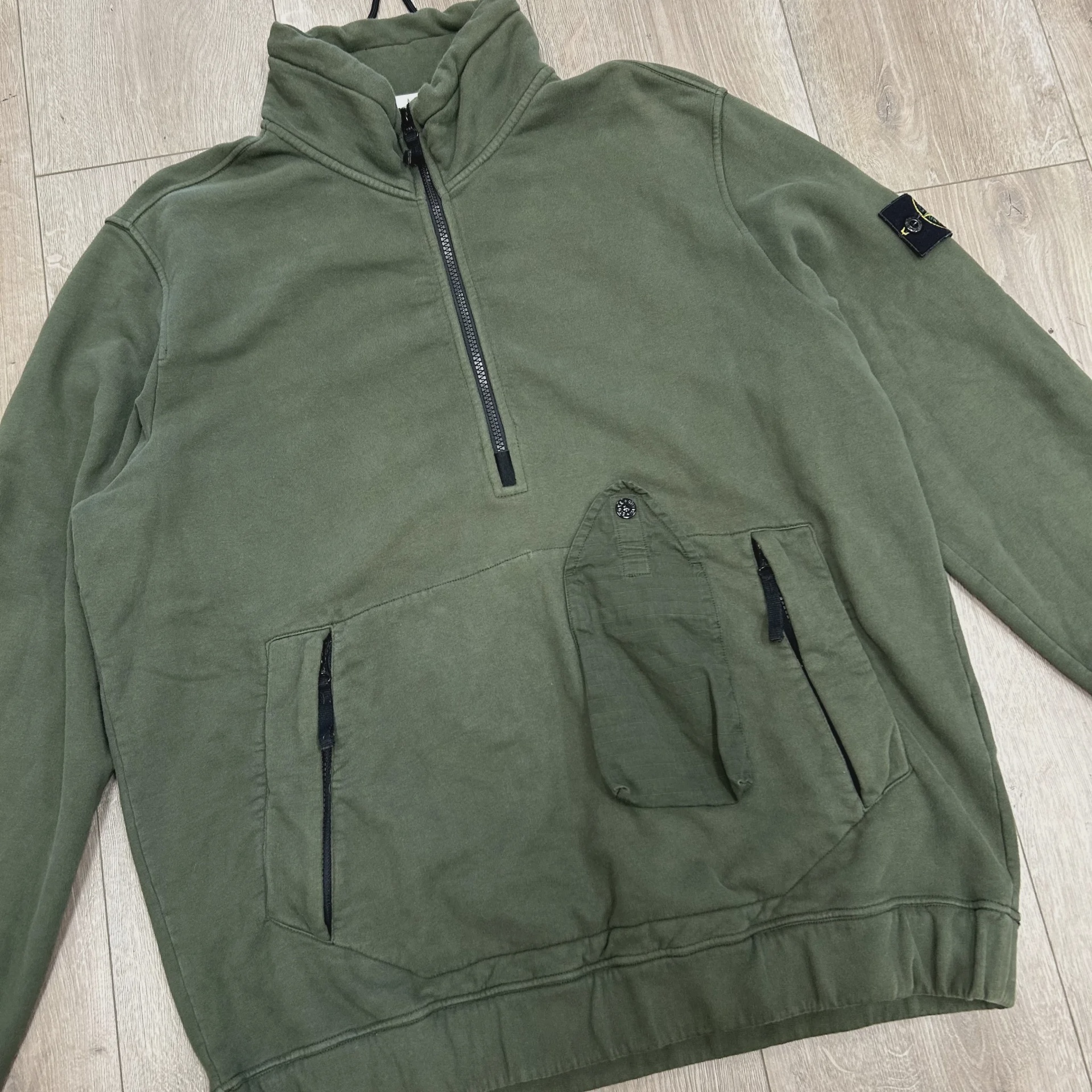 Stone Island 2020 Half Zip Green Pullover Jumper • Pre-Owned [2611] - photo 2