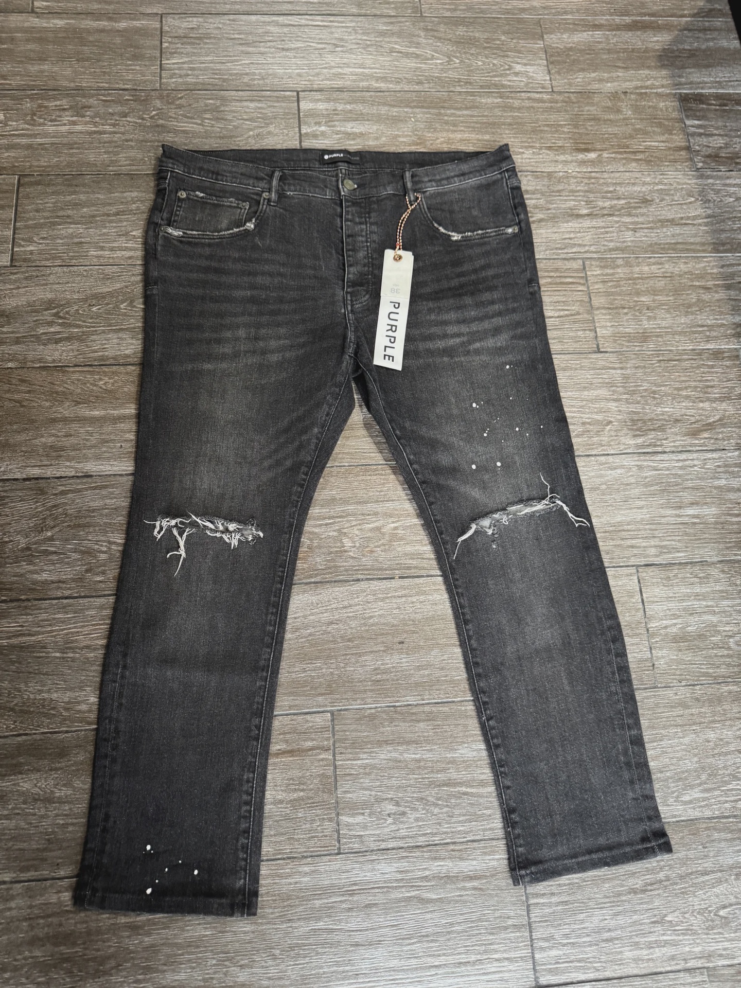 Purple Brand Purple Black denim Ripped Jeans Sz 38 - Size 38
