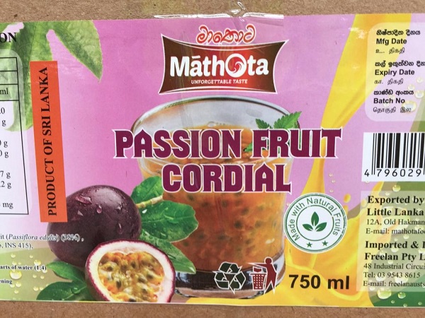 Mathota Passionfruit Cordial 750ml