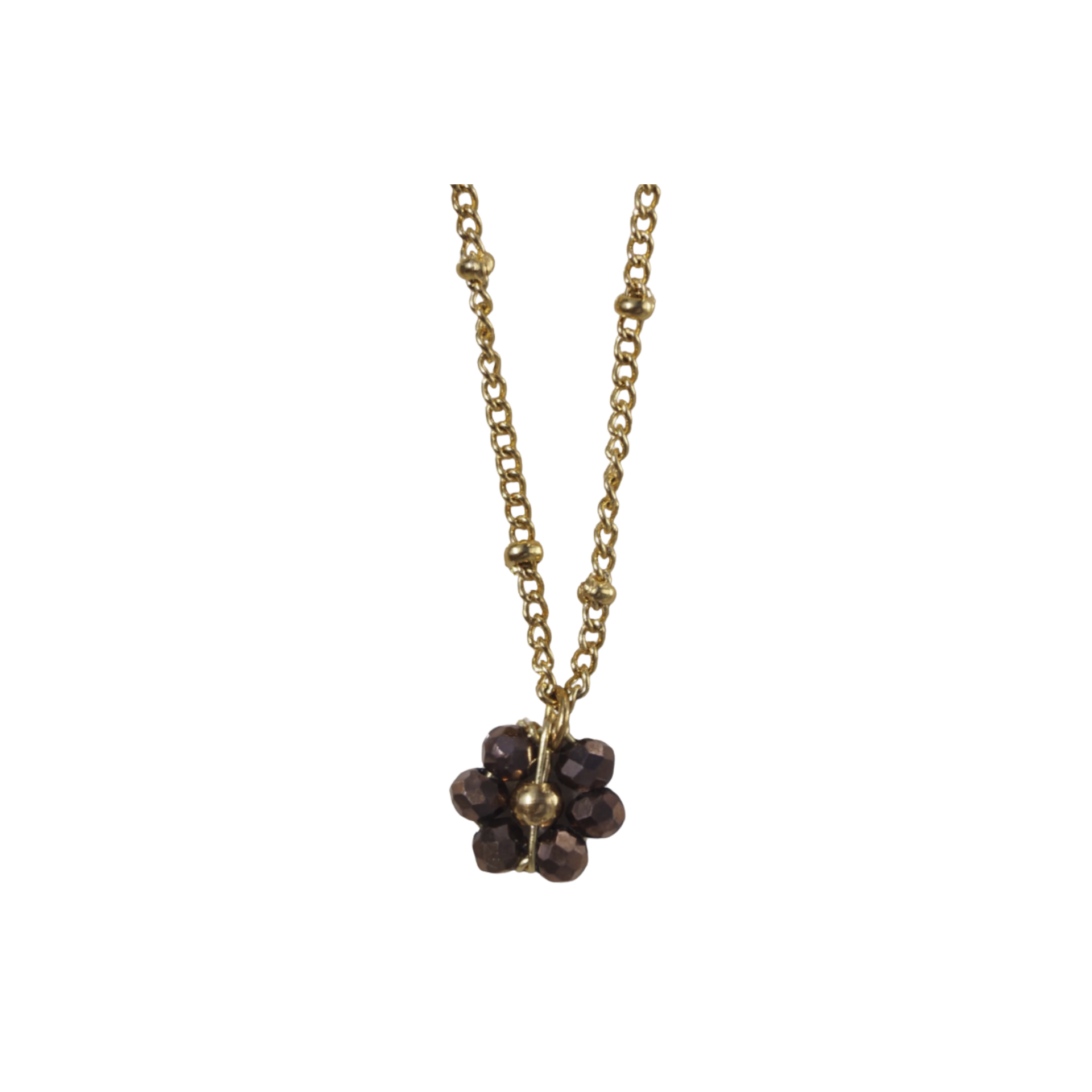 Facet Flower Necklace Brown — foto 1