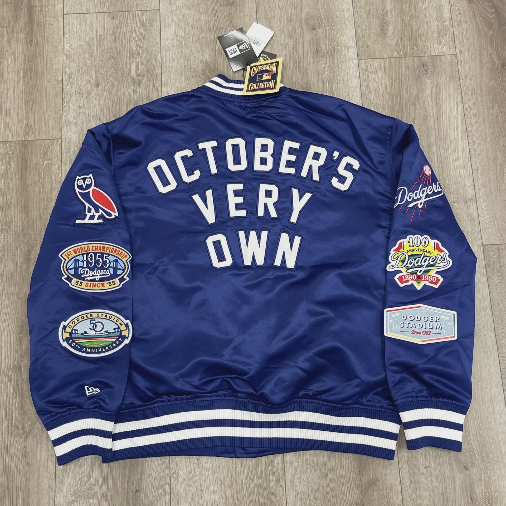 OVO x New Era MLB Los Angeles Dodgers Varsity Jacket Blue • Brand New [0211] 6