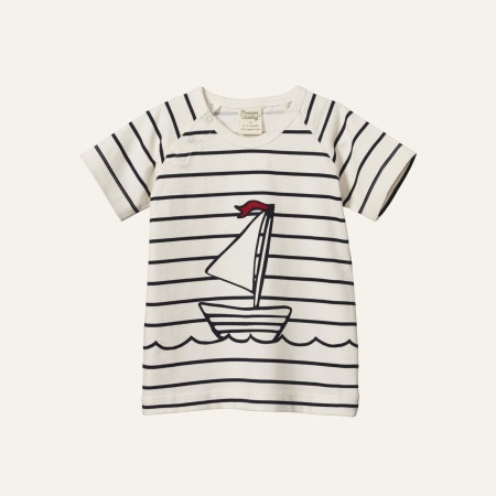 S/S RAGLAN TEE - SAILOR STRIPE BOAT PRINT
