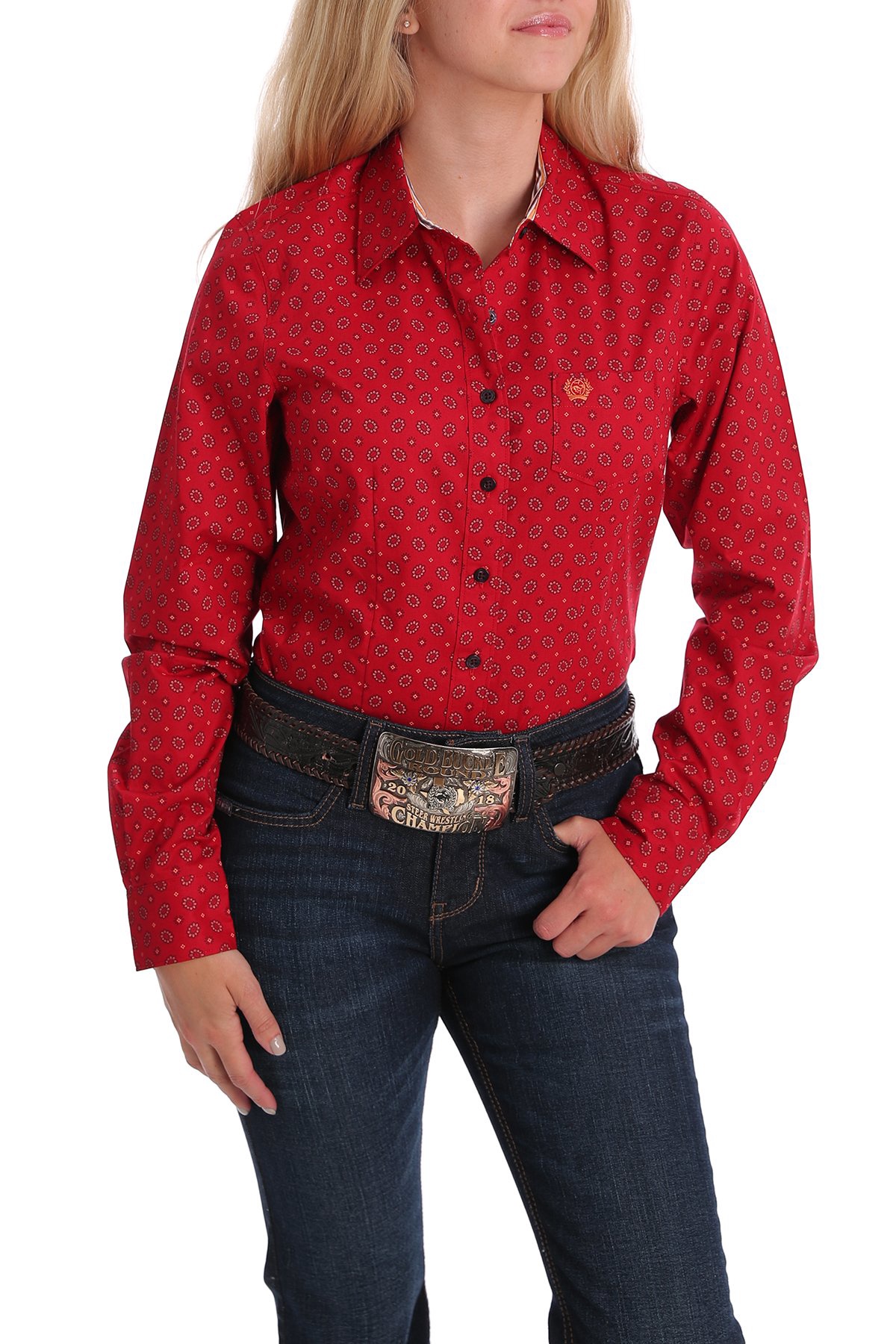 Cinch Women's Shirt Red Paisley Print MSW9164143 Pakenham Western