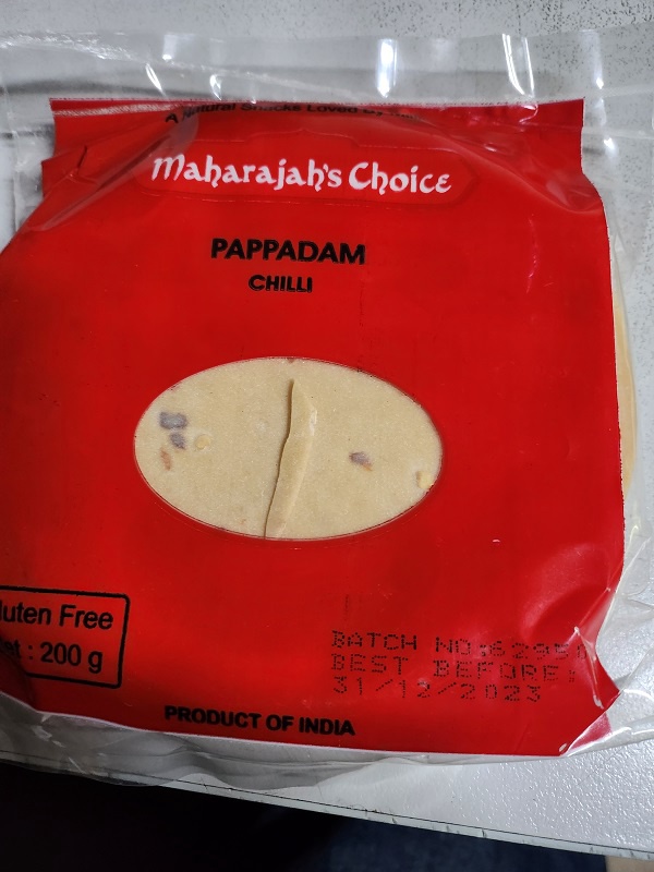 Maharajah's Papadam Chilli  200g