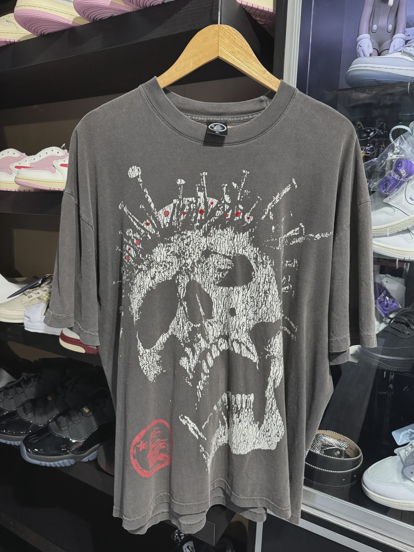 Hellstar Skull Jewels Grey Tee XL • Pre-Owned [2652]