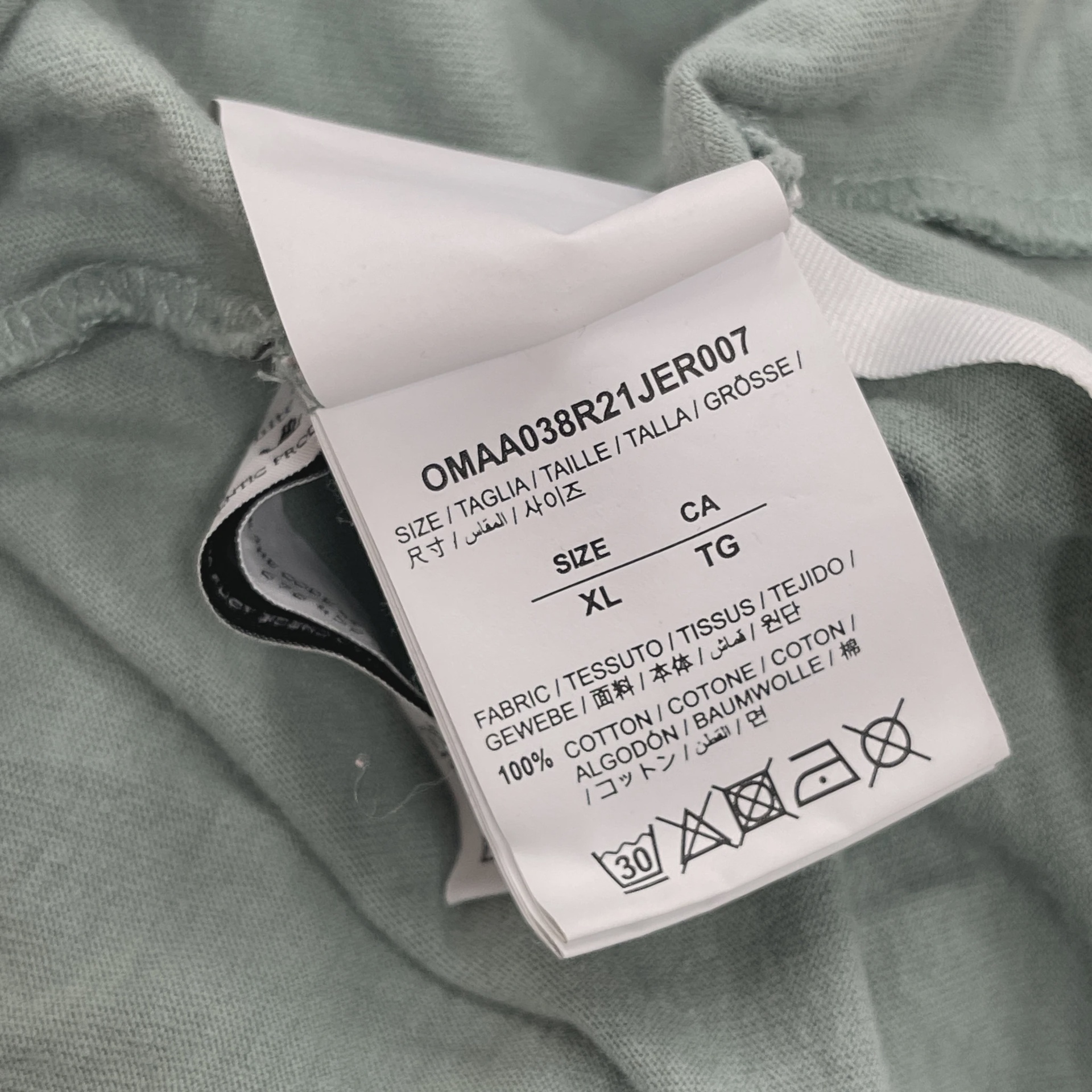 Off-White Graffiti Logo T-Shirt in a jade green colorway • Pre-Owned [2216] 5