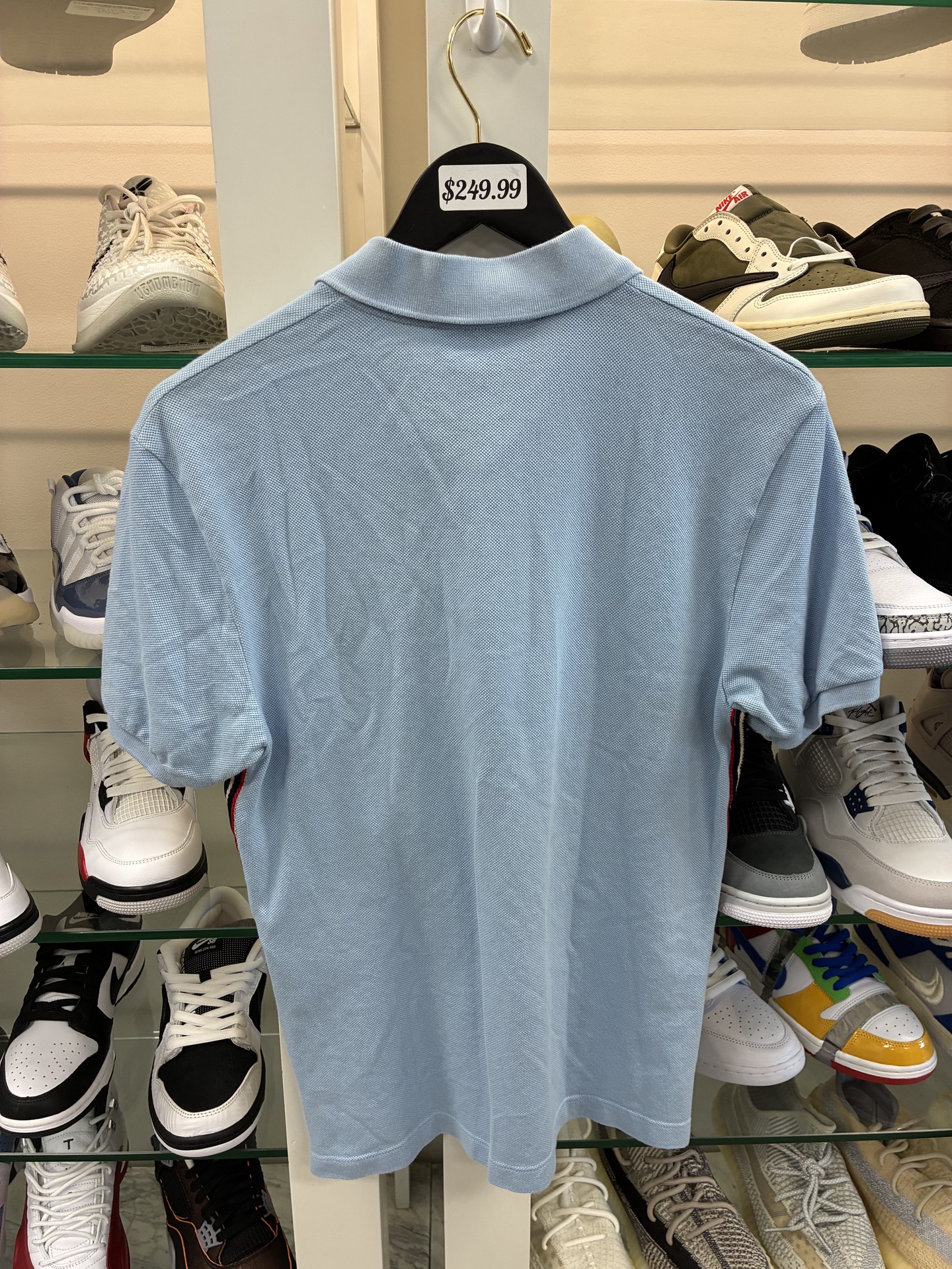 Gucci - Logo-Appliquéd Striped Cotton-Blend Piqué Polo Shirt - Light blue - Pre-Owned 3