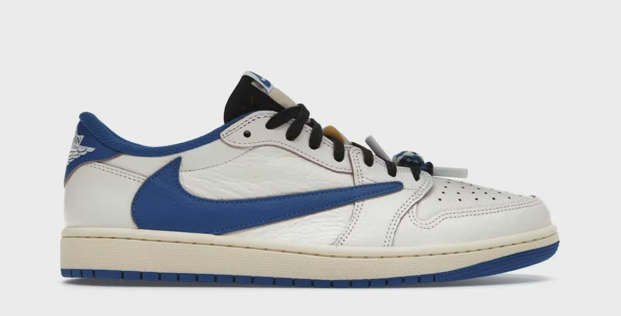Jordan Jordan 1 Retro Low OG SP Fragment x Travis Scott Sail Military Blue - Size US M 9.5