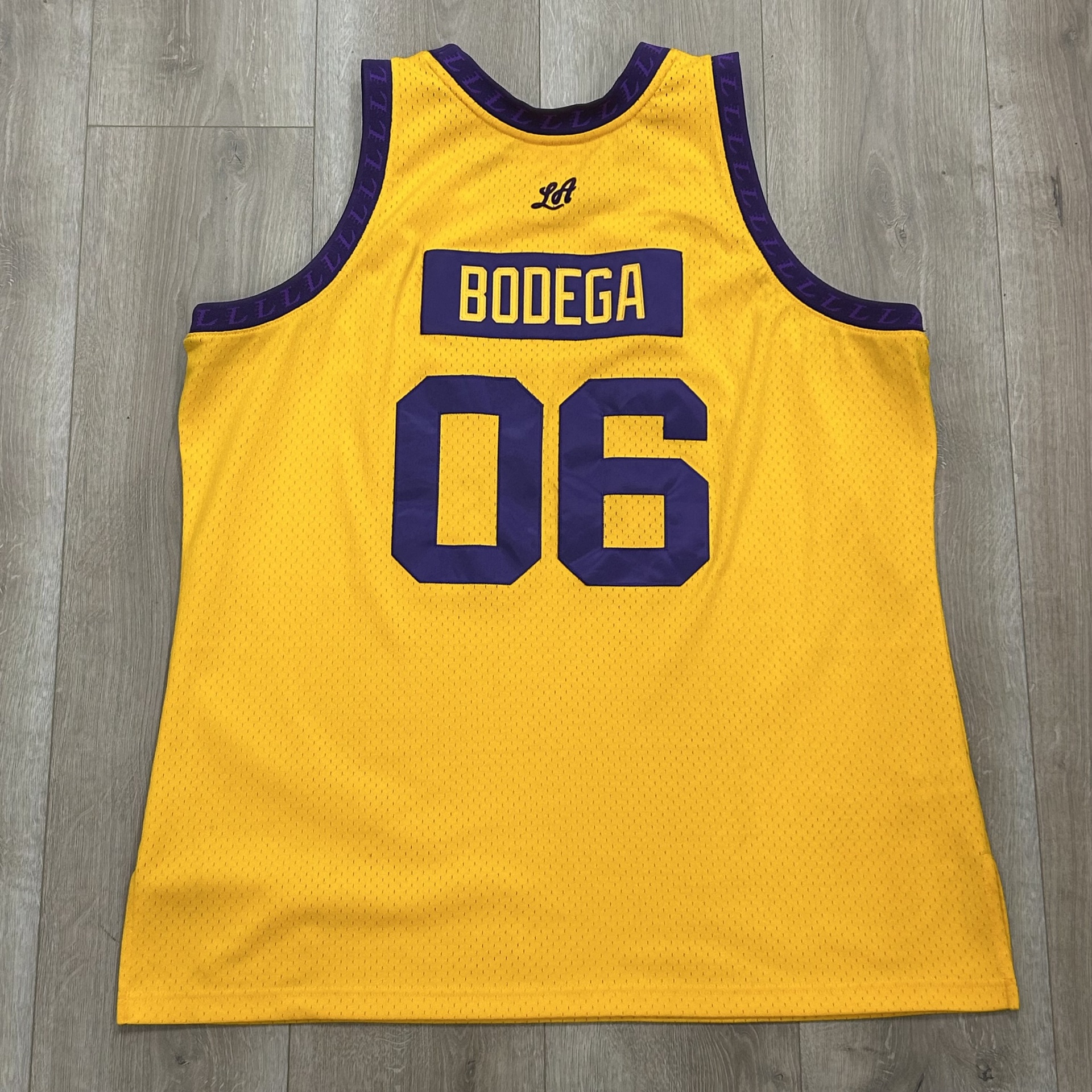 Men's Gold Los Angeles Lakers Hardwood Classics My Towns Bodega Jersey - Pre-Owned 4