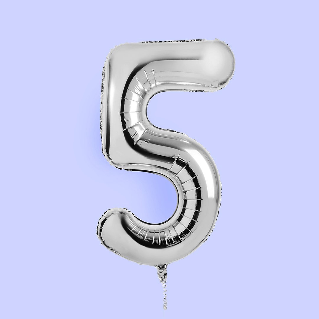 Hootyballoo - Silver Number Foil 34" Balloon