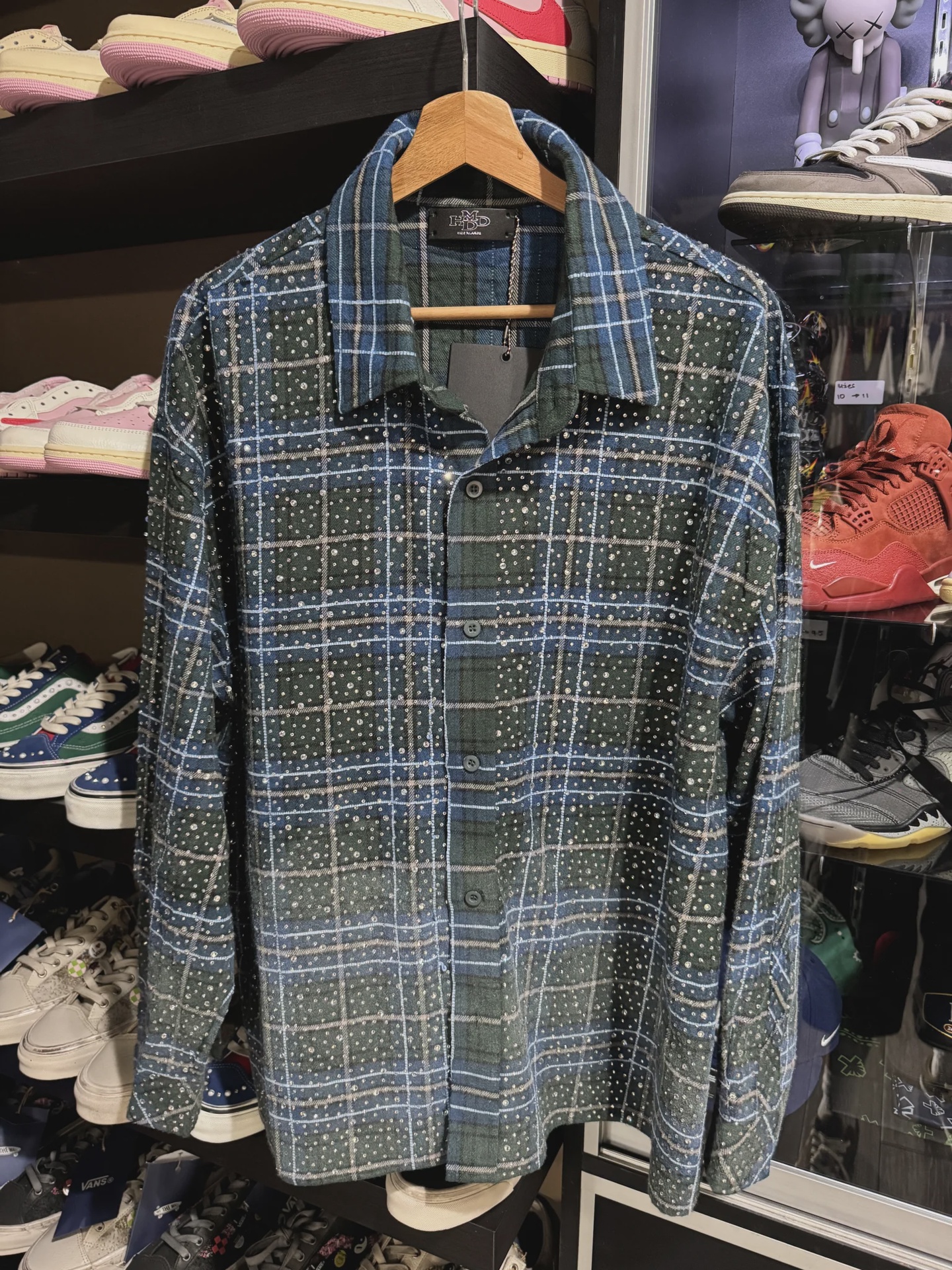 HMDD Rhinestone Flannel Blue Green XL • Pre-Owned [3392] - photo 1