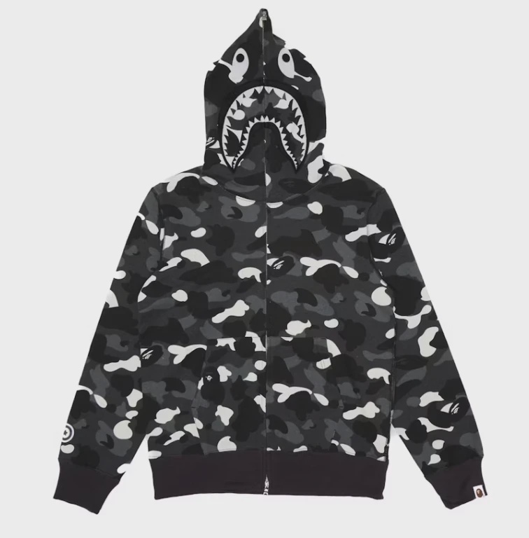 Bape City Camo Shark WGM Full Zip Hoodie L • Brand New [0281]