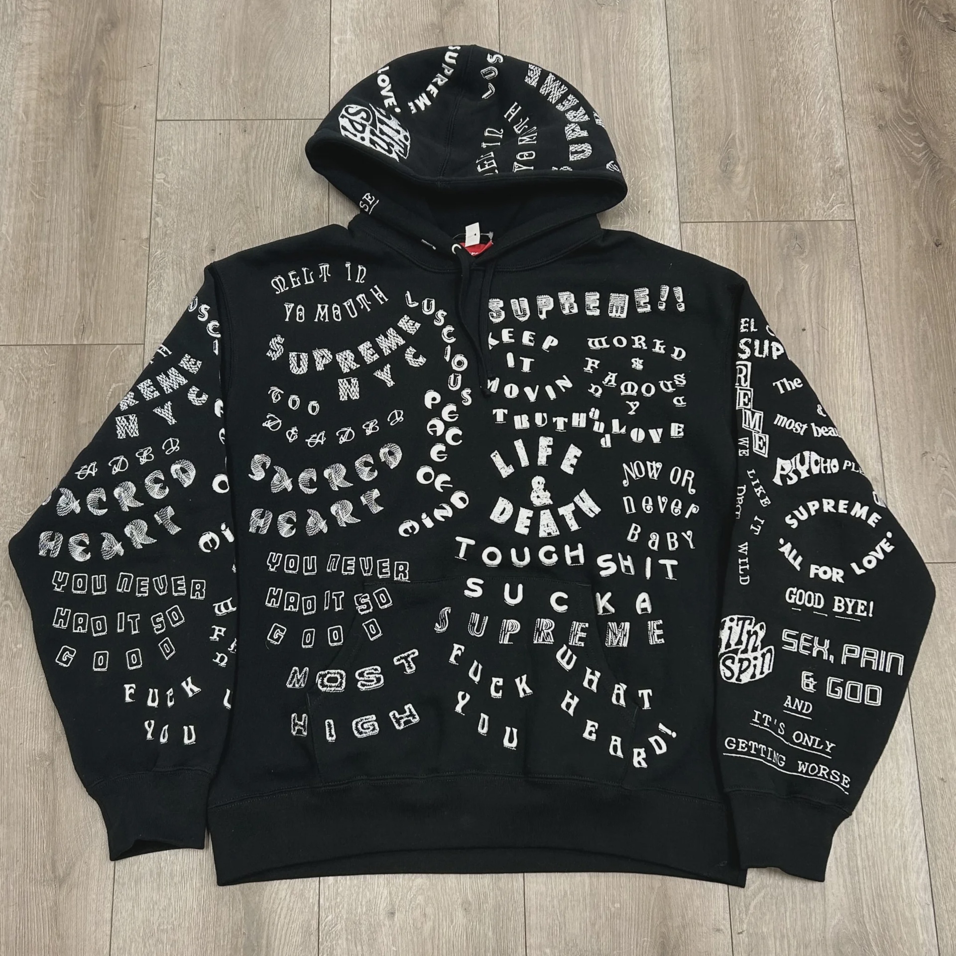 Supreme Supreme Black All Over Print Hoodie - Size L