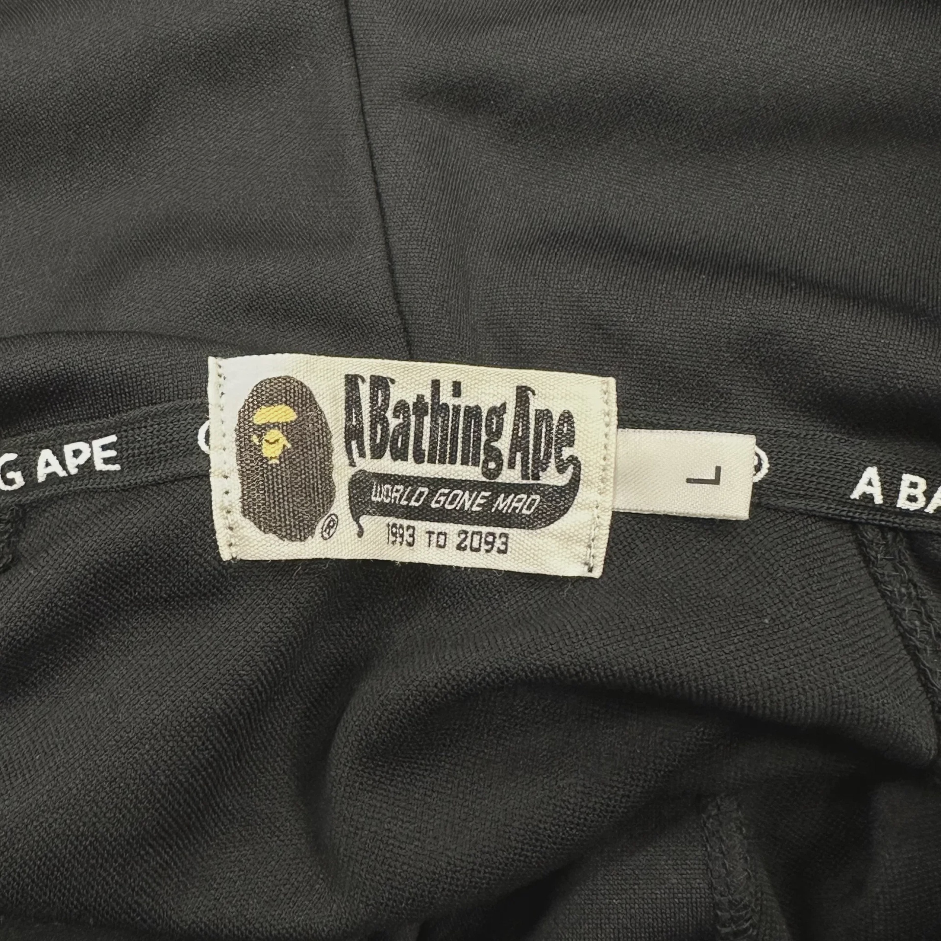 A Bathing Ape (BAPE) Black Jersey Shark Full-Zip Hoodie Track Jacket • Pre-Owned [4188] - photo 4