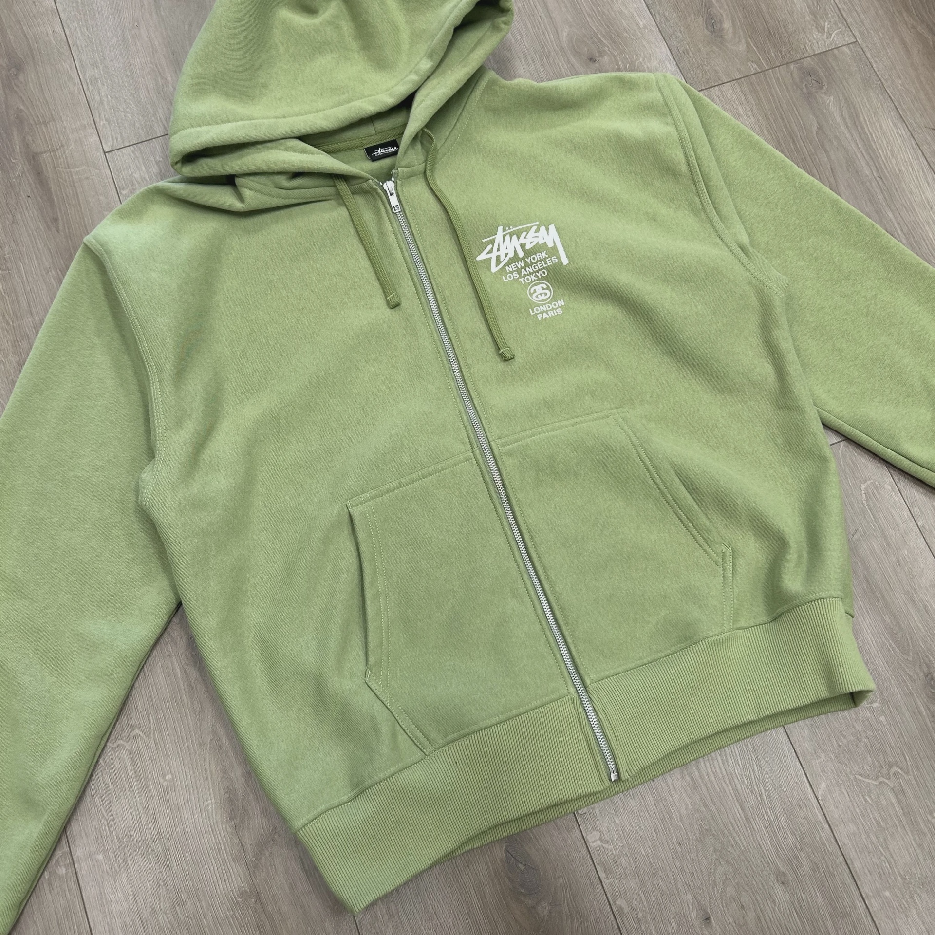 Stussy World Tour Zip Hoodie 'Moss' • Pre-Owned [6884] 5