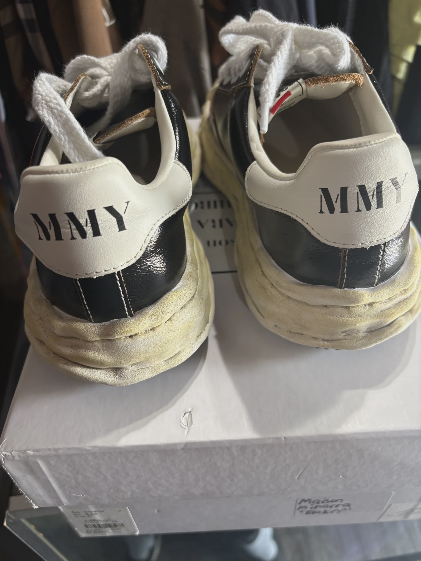 Maison Mihara Yasuhiro Blakey OG Sole Wrinkled Leather Low Black White • Pre-Owned [6128] - photo 3