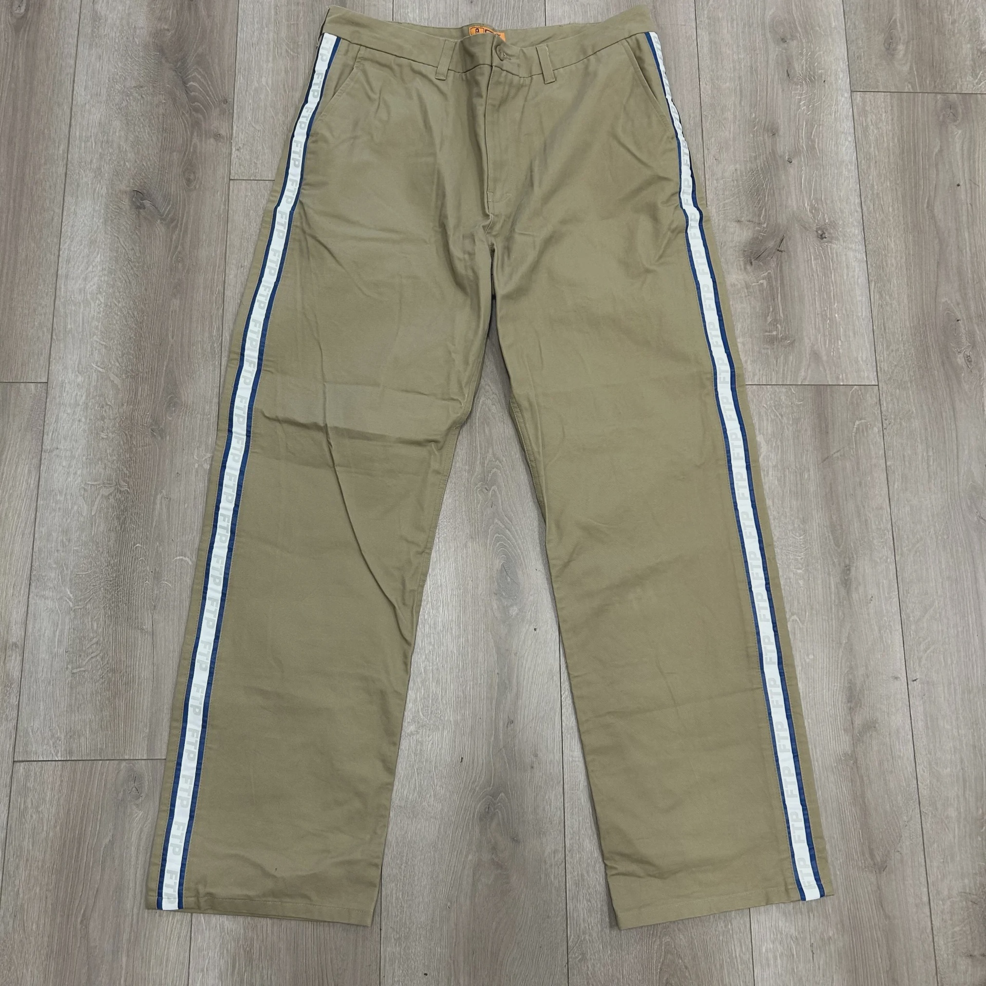 FTP Fuck The Population (FTP) Gray/Blue Logo Tape Work Pants - Size 36
