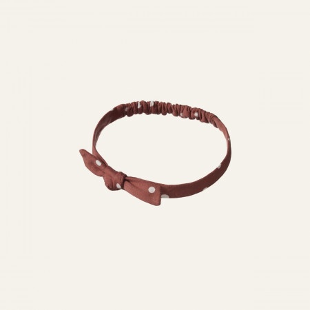 SMALL BOW HEAD BAND - DOTTIE TERRACOTTA PRINT