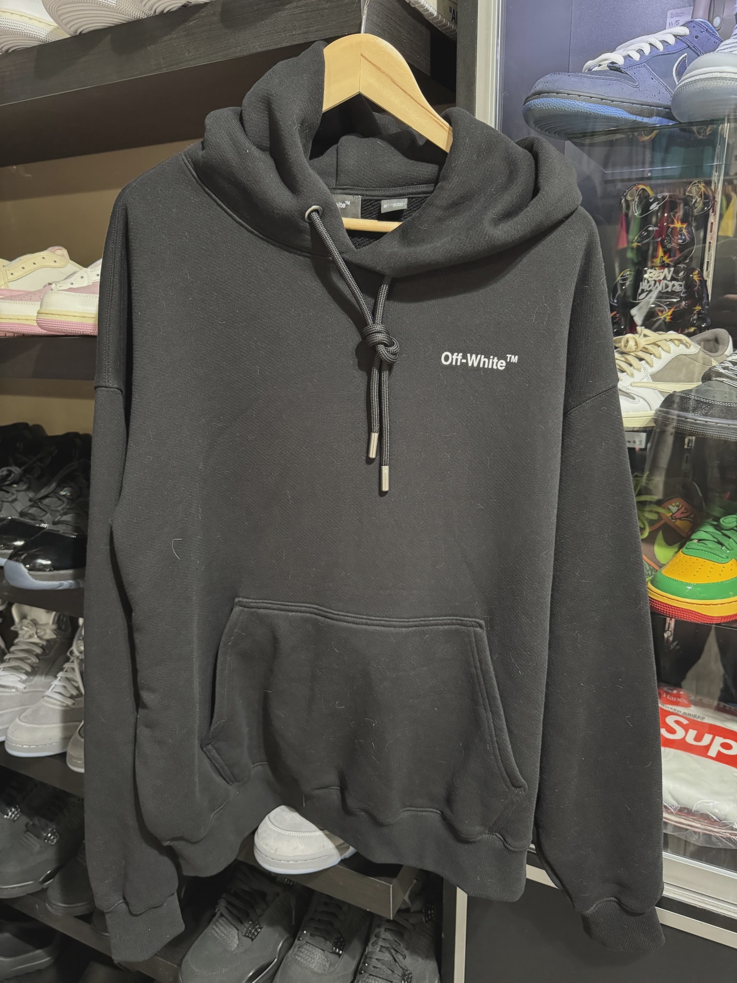 Off White Black Cotton Hoodie size M • Pre-Owned [7307]