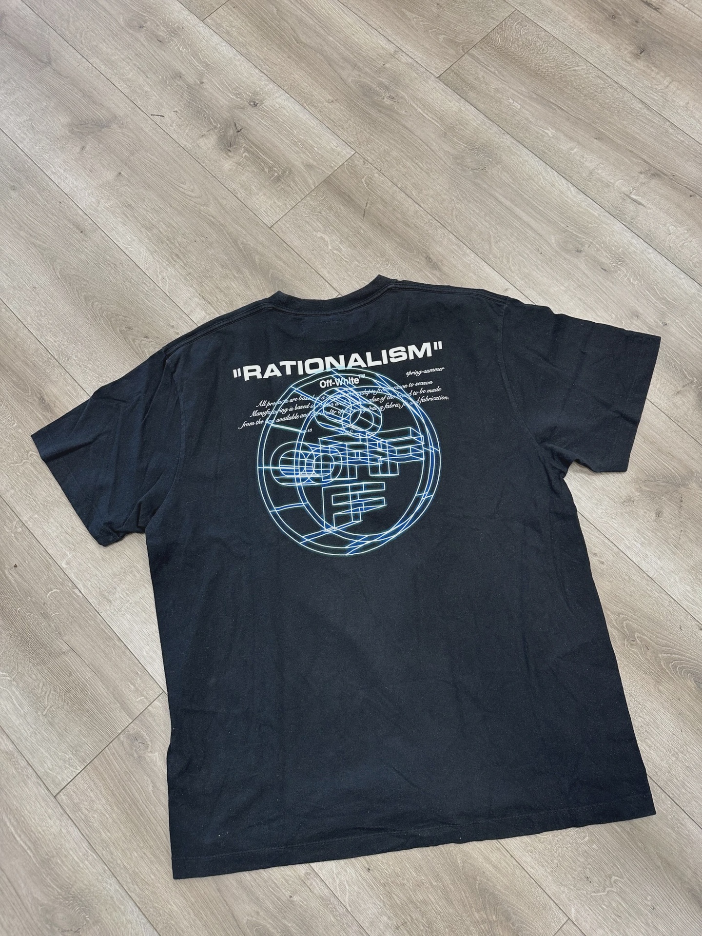 SS21 OFF-WHITE Rationalism Print Tee Black • Pre-Owned [1050] 2