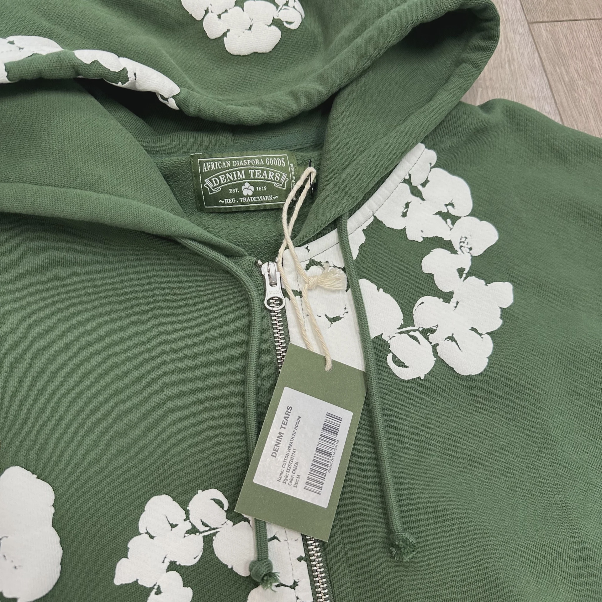 Denim Tears Cotton Wreath Zip Hoodie Green • Brand New [2149] - photo 3