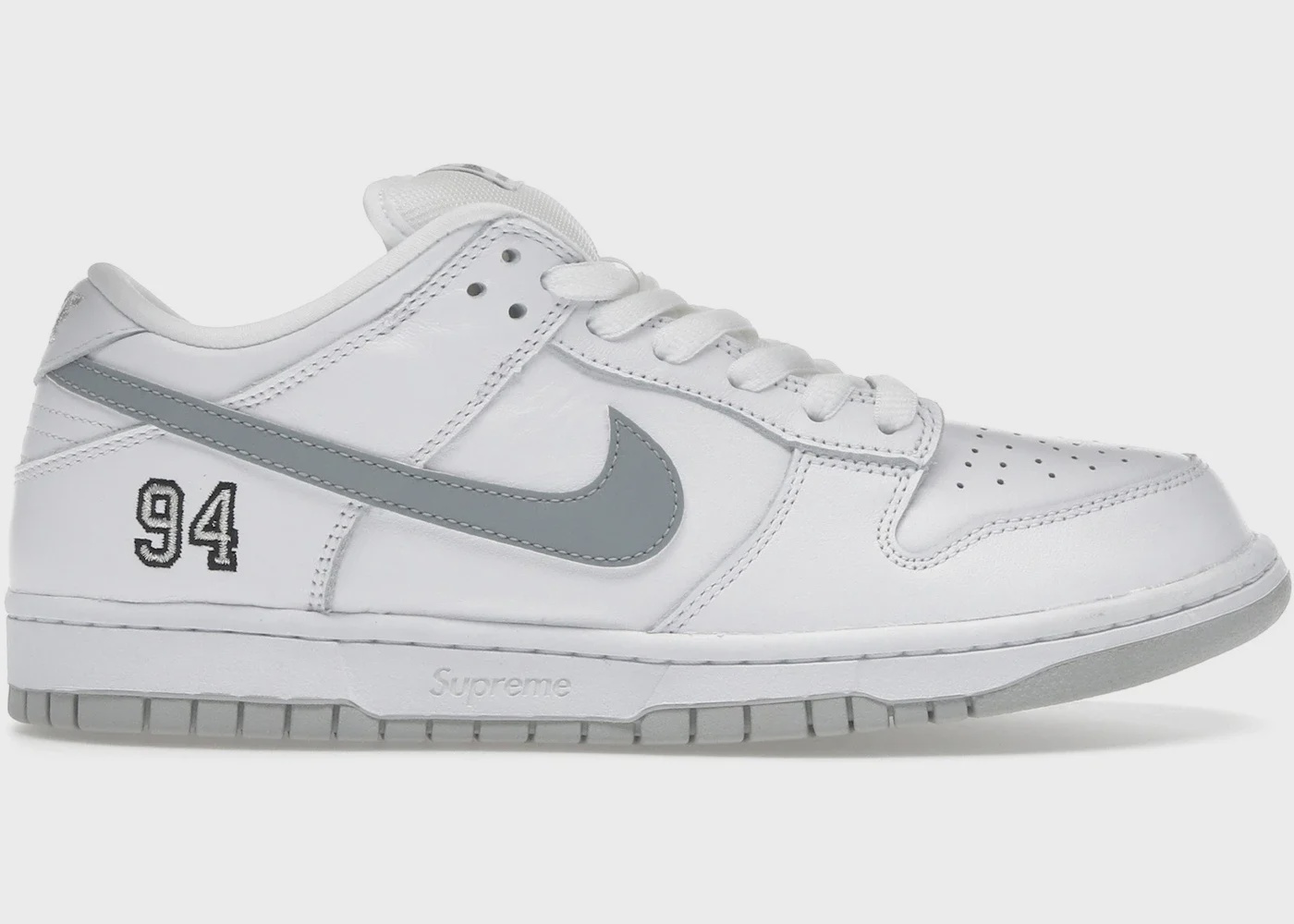 Nike Nike SB Dunk Low Supreme 94 White Metallic Silver - Size US M 9.5